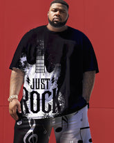 Rock Guitar Print Men's Large Size Suit